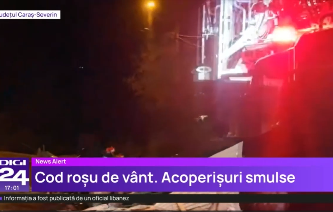 Cod ROȘU de vânt în România. 61 de localități din vestul țării au rămas fără curent electric. Acoperișuri distruse și străzi închise