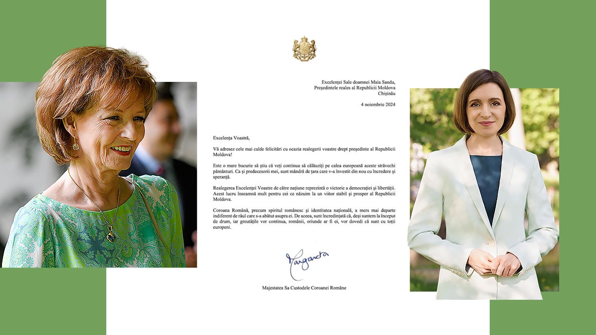 Custodele Coroanei României, Majestatea Sa Margareta, felicită realegerea Maiei SANDU: „O victorie a democrației și libertății”