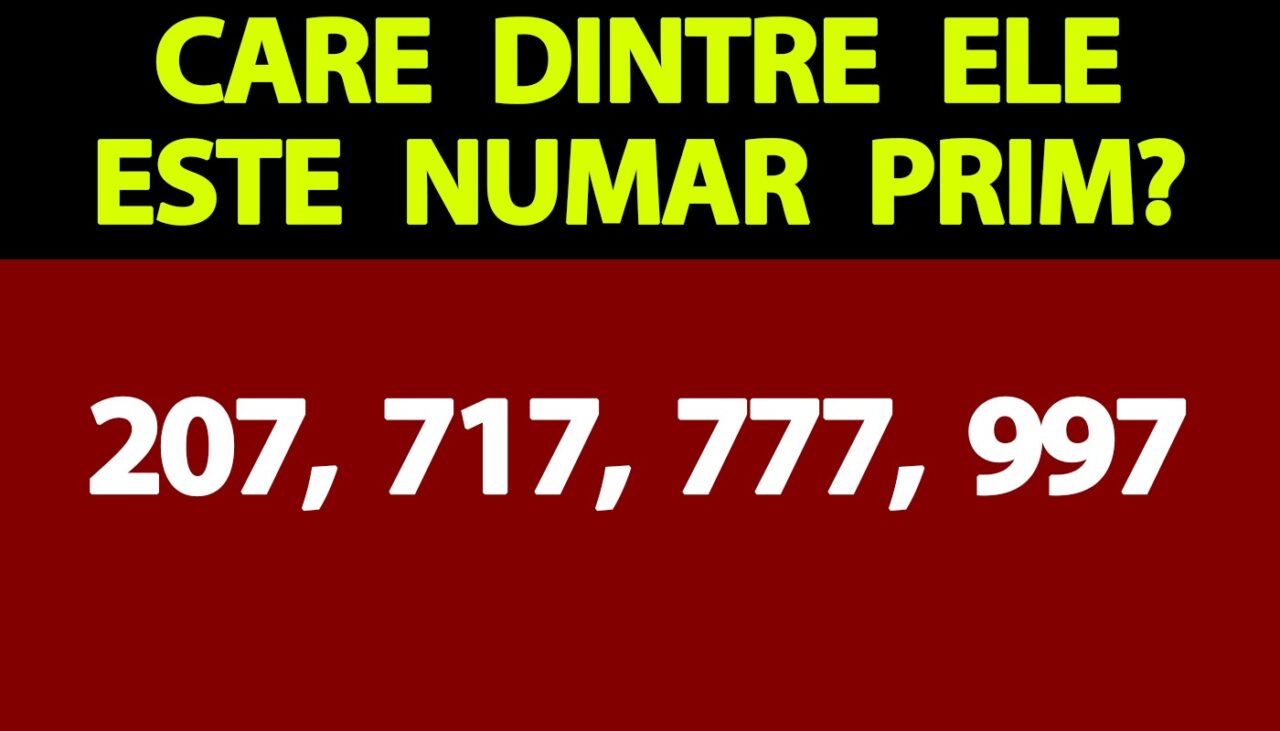 Test IQ exclusiv pentru genii | Care dintre aceste 4 numere este un număr prim: 207, 717, 777 sau 997?
