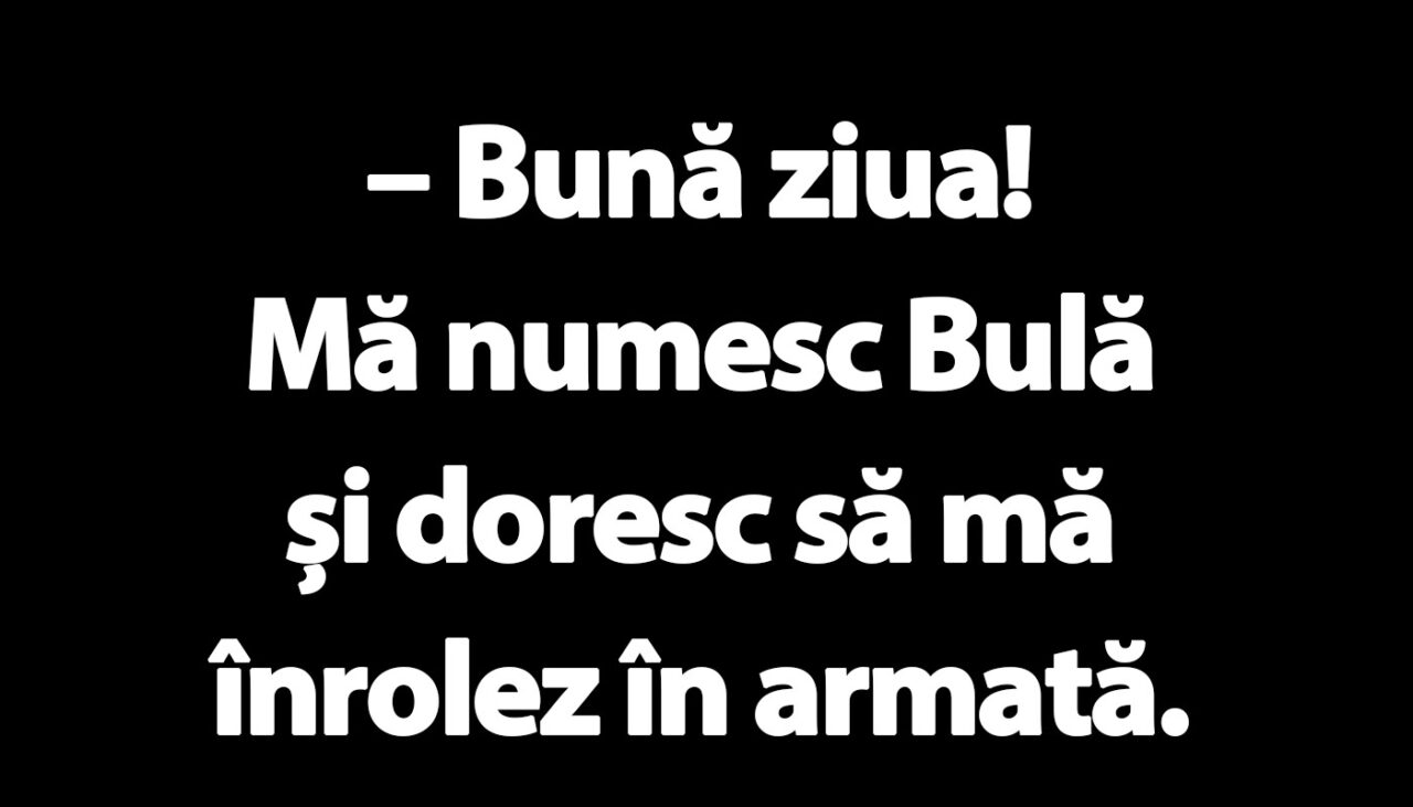 BANC | „Bună ziua! Mă numesc Bulă și doresc să mă înrolez în armată”