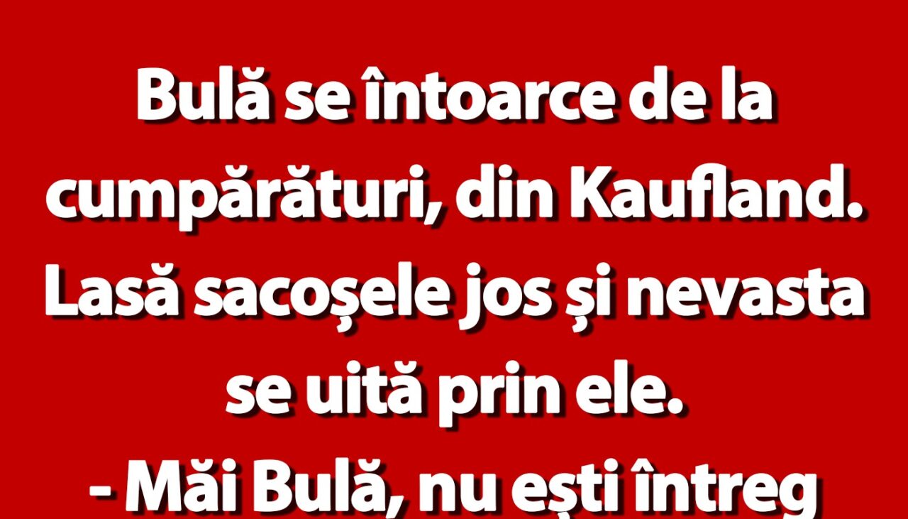 BANC | Bulă se întoarce de la cumpărături, din Kaufland