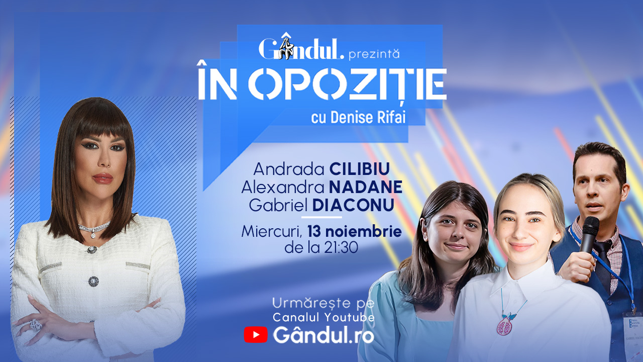 Emisiunea „În Opoziție cu Denise Rifai” începe miercuri, 13 noiembrie, de la ora 21.30, live pe Gândul
