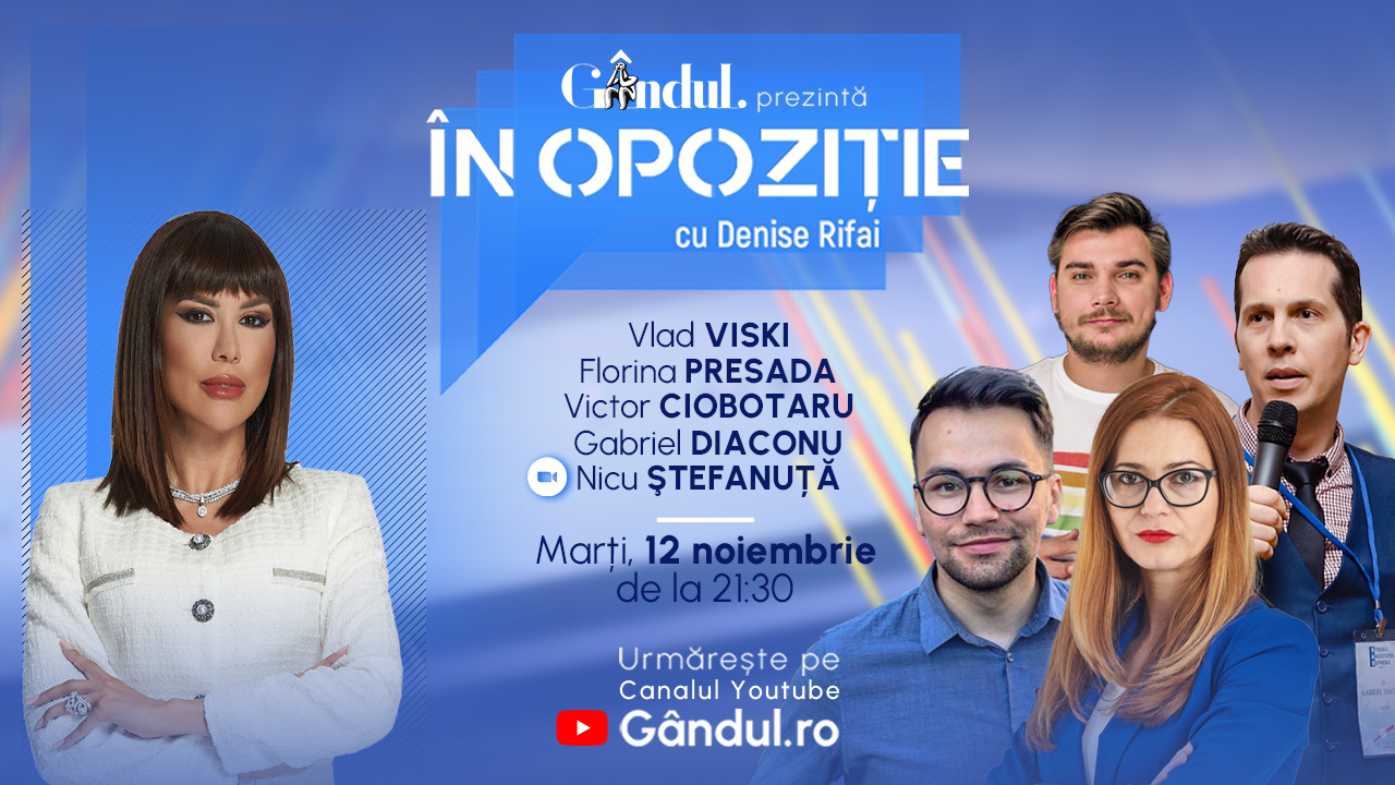 Emisiunea „În Opoziție cu Denise Rifai” începe marți, 12 noiembrie, de la ora 21.30, live pe Gândul