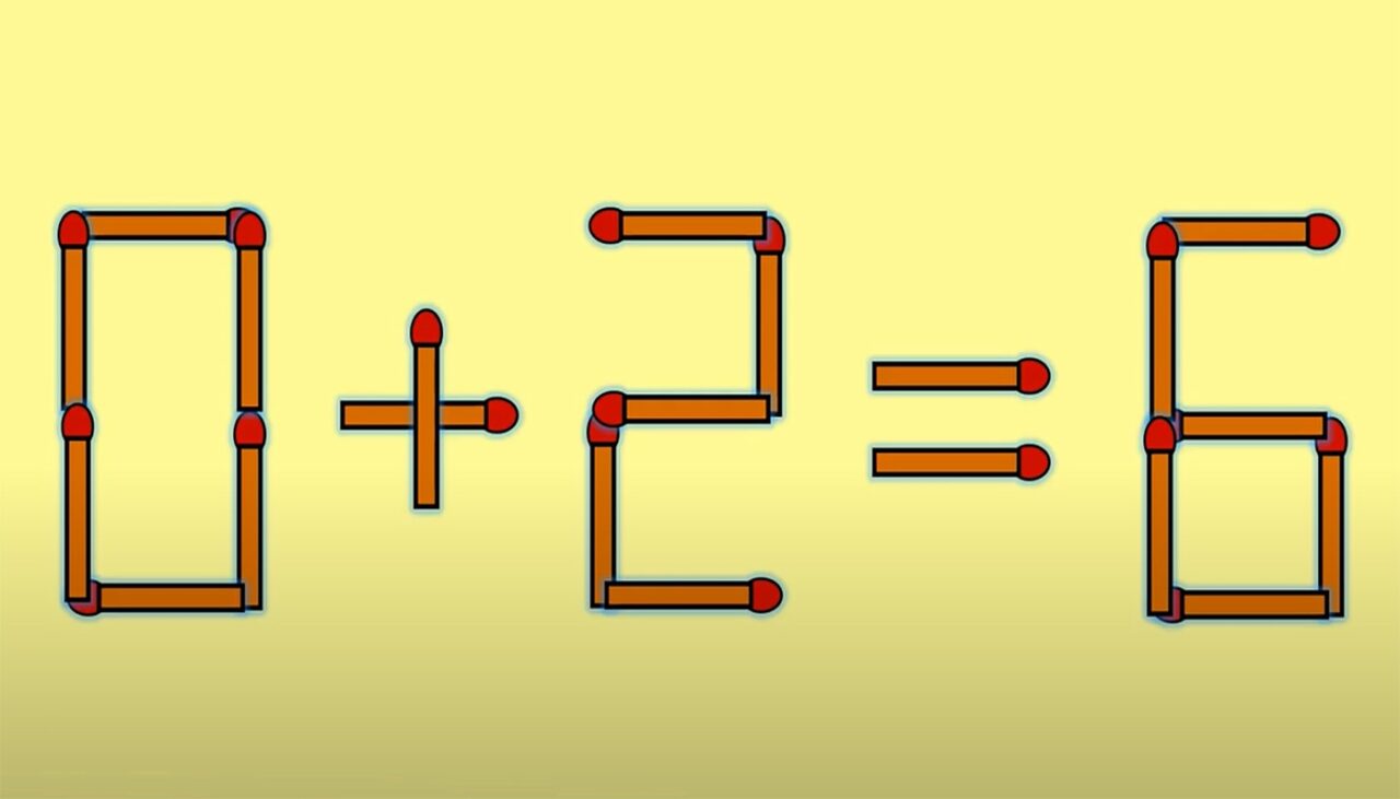 Test de inteligență | Corectați 0 + 2 = 6, mutând un singur băț de chibrit