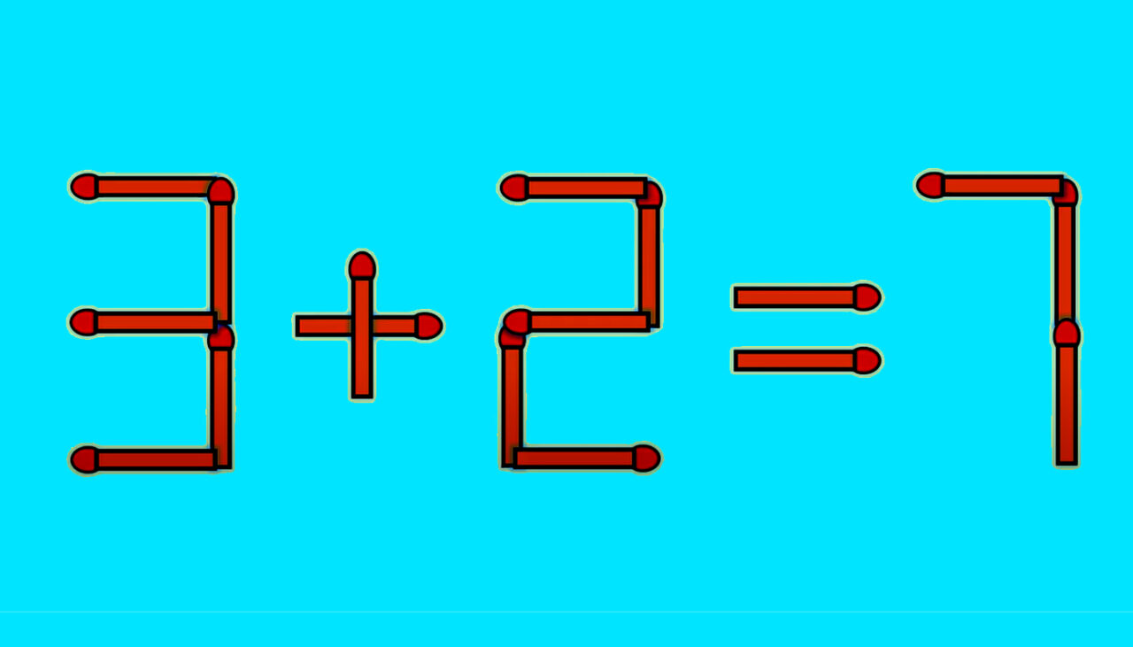 Test de inteligență | Mutați un singur chibrit pentru a corecta 3 + 2 = 7