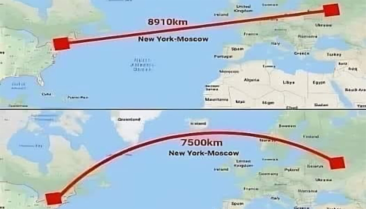 Avioane pe o rută aeriană geodezică, evidențiind eficiența combustibilului și curbura Pământului. | sursa foto: Gandul