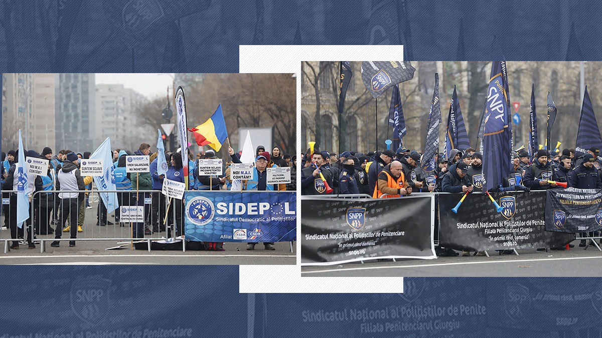 Sute de polițiști și angajați ai penitenciarelor PROTESTEAZĂ față de „măsurile de austeritate” impuse de Ordonanţa trenuleţ