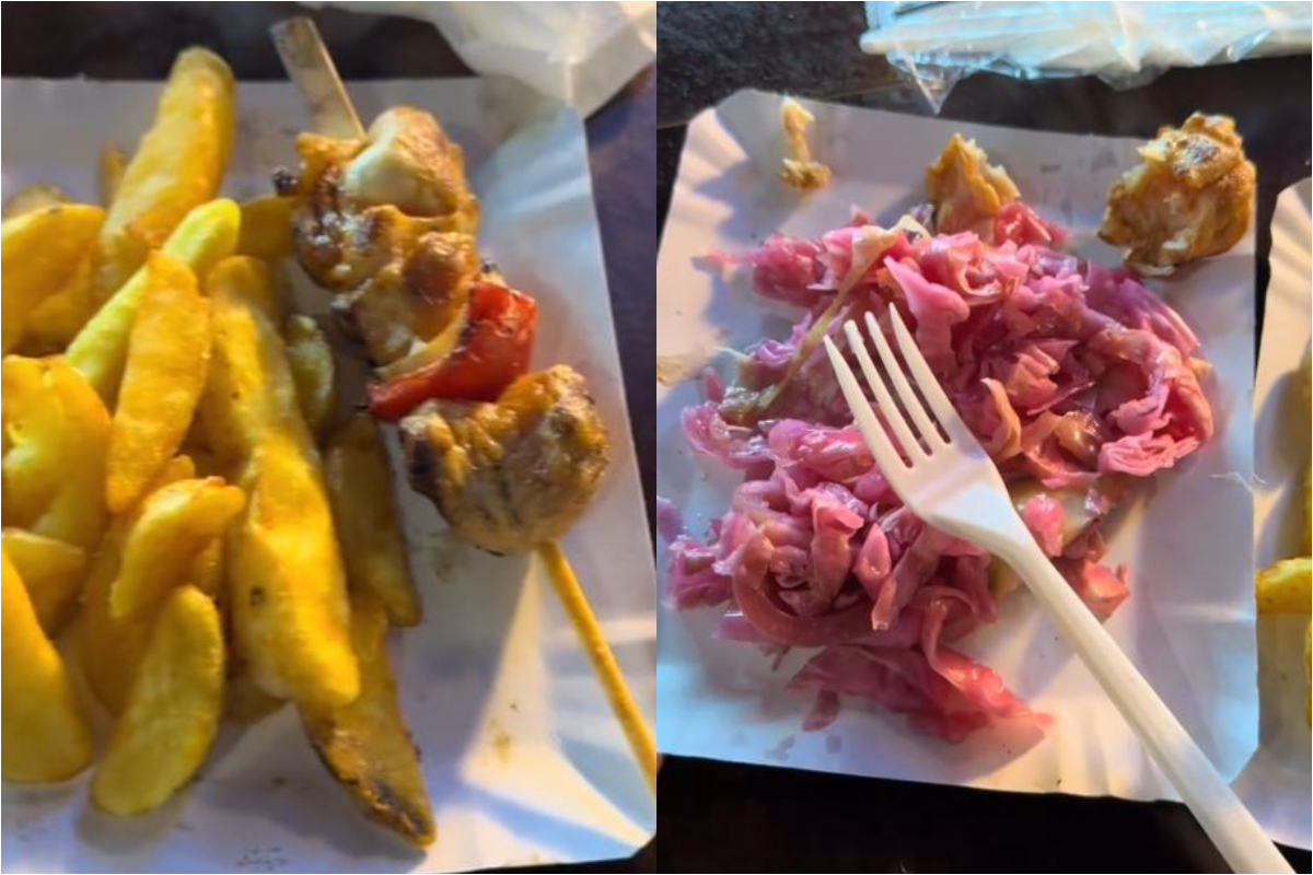 Cât a ajuns să coste o simplă porție de cartofi prăjiți cu o frigăruie și salată de varză roșie murată la Târgul de Crăciun din Craiova