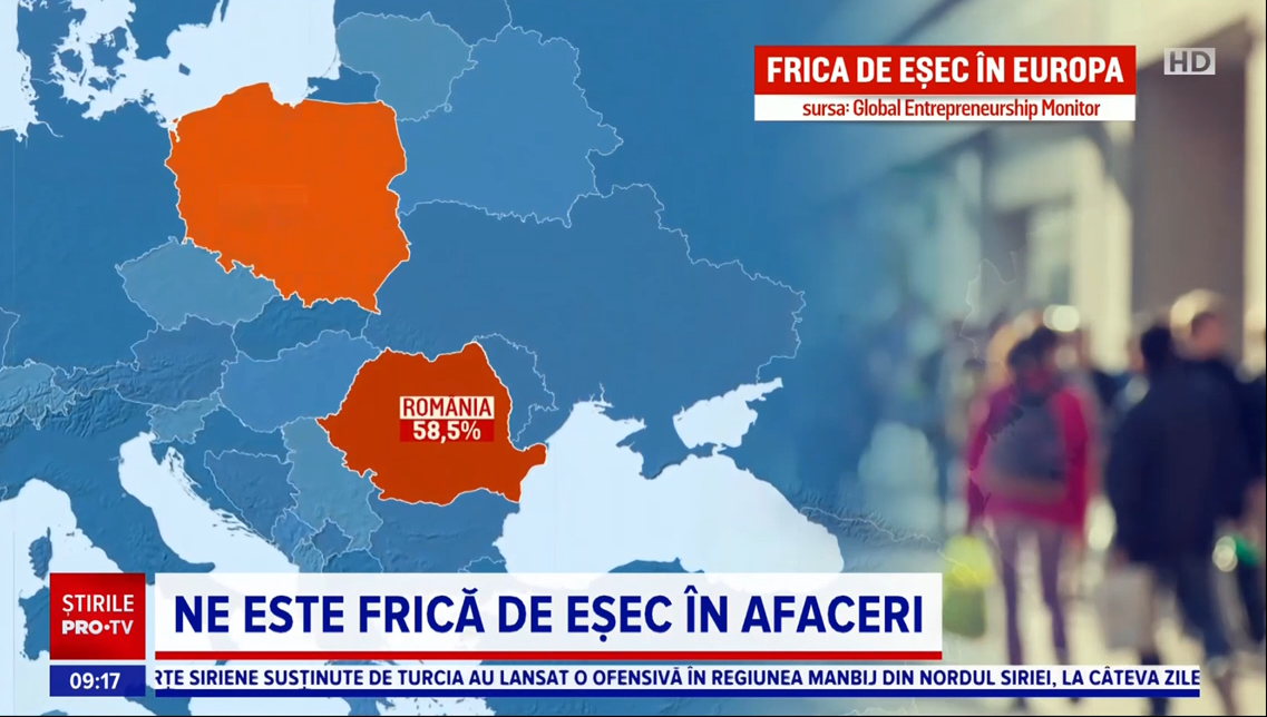 Românilor le este frică de eșec în afaceri. Numărul potențialilor antreprenori și celor aflați la început de drum, în scădere