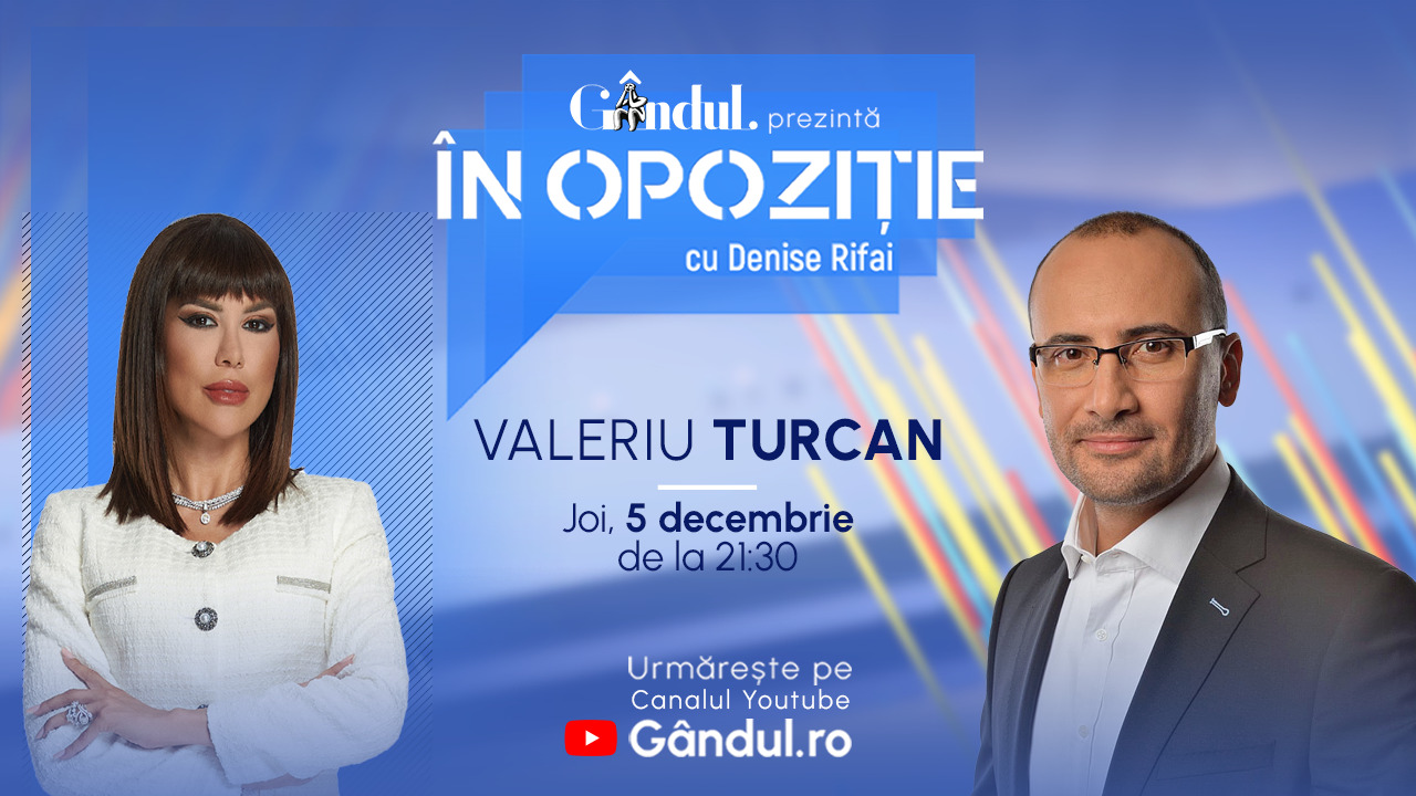 Emisiunea „În Opoziție cu Denise Rifai” începe joi, 5 decembrie, de la ora 21.30, live pe Gândul. Invitat: Valeriu Turcan