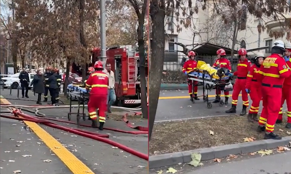 INCENDIU în centrul Capitalei la o clădire veche din Piaţa Romană