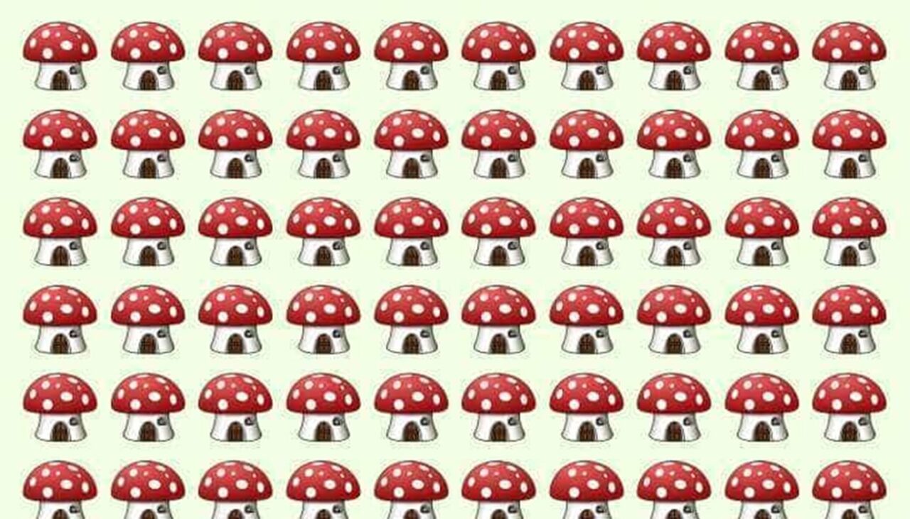 Test de inteligență | Una dintre aceste 100 de ciuperci este diferită de celelalte. Găsiți-o în maximum 7 secunde!