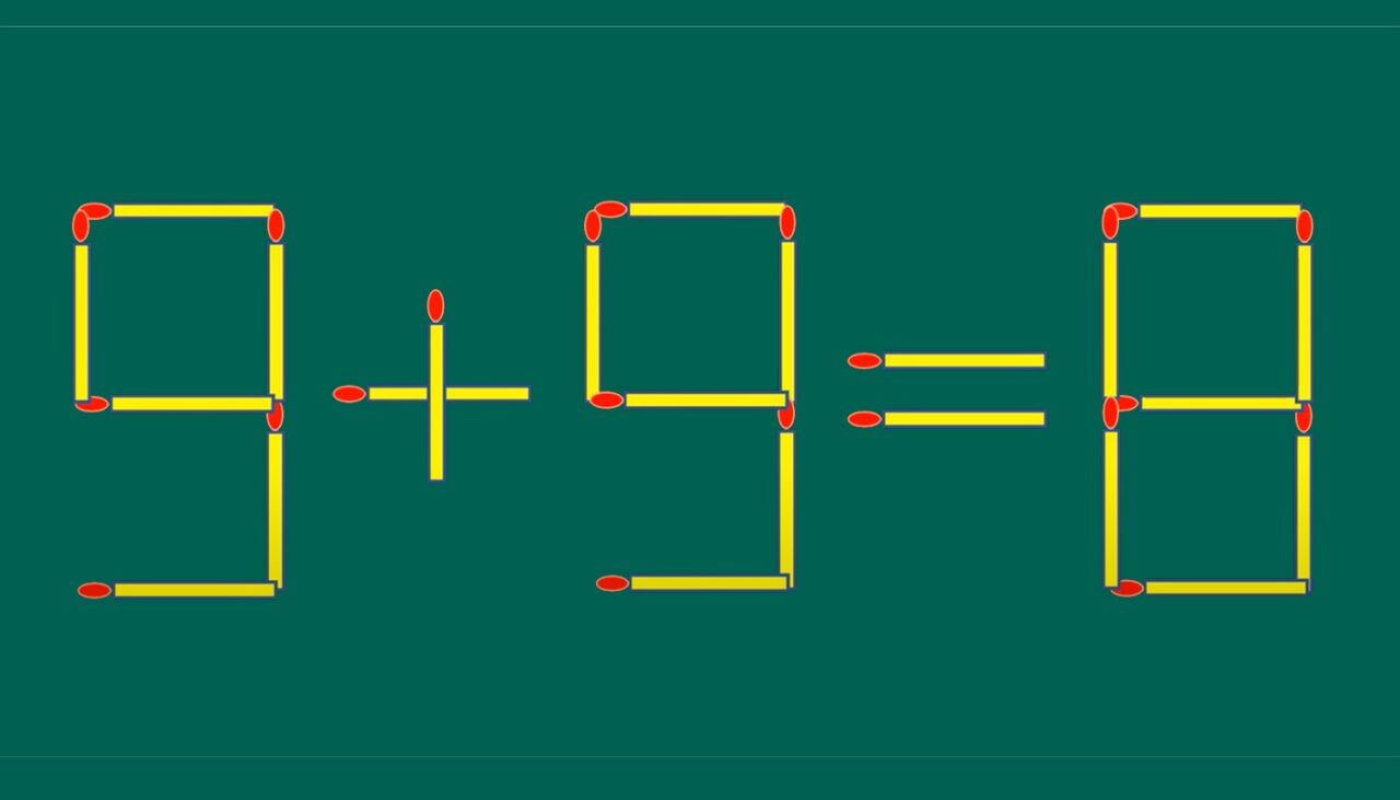 TEST de inteligență cu chibrituri | Mutați un singur băț, pentru a corecta 9 + 9 = 8