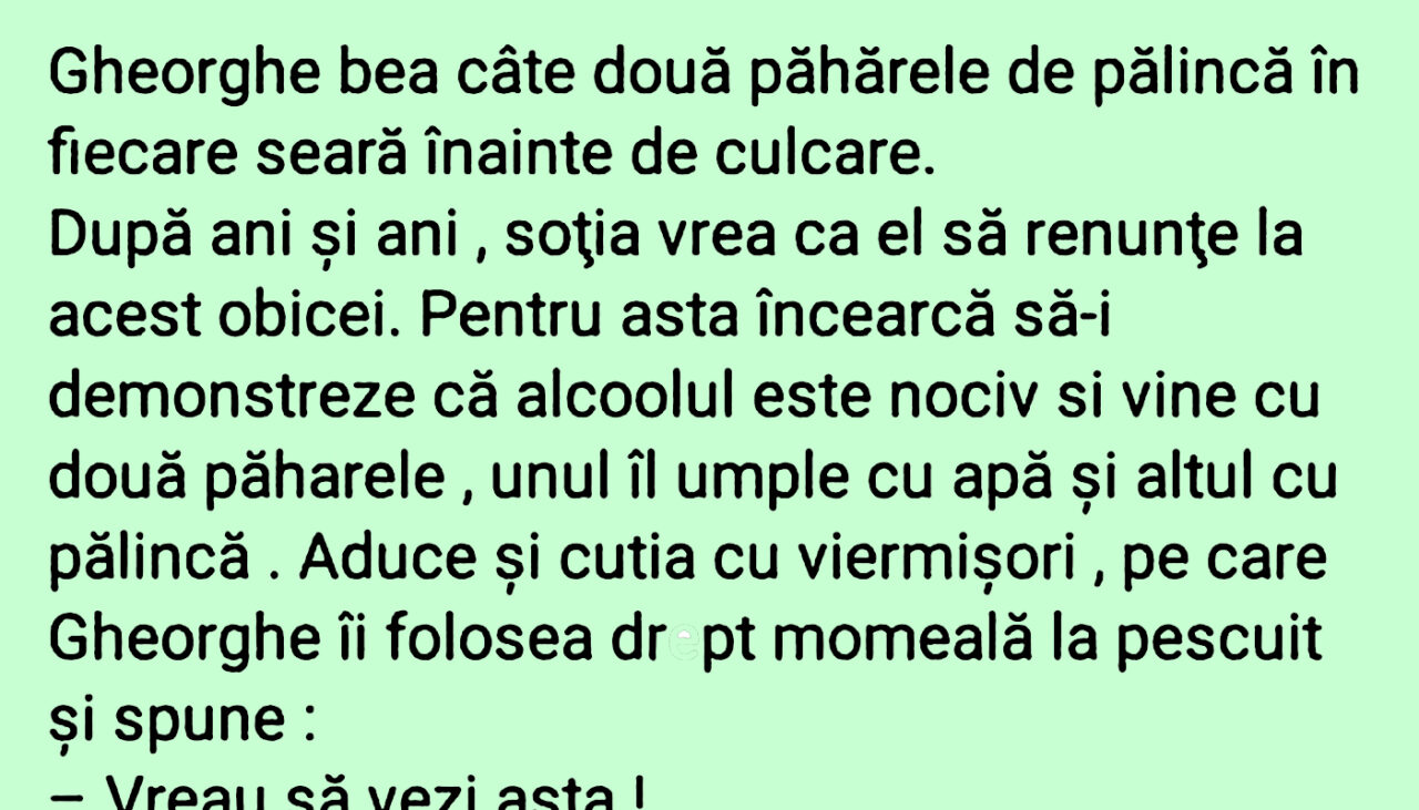 Bancul de sâmbătă | Gheorghe și cele două păhărele de pălincă