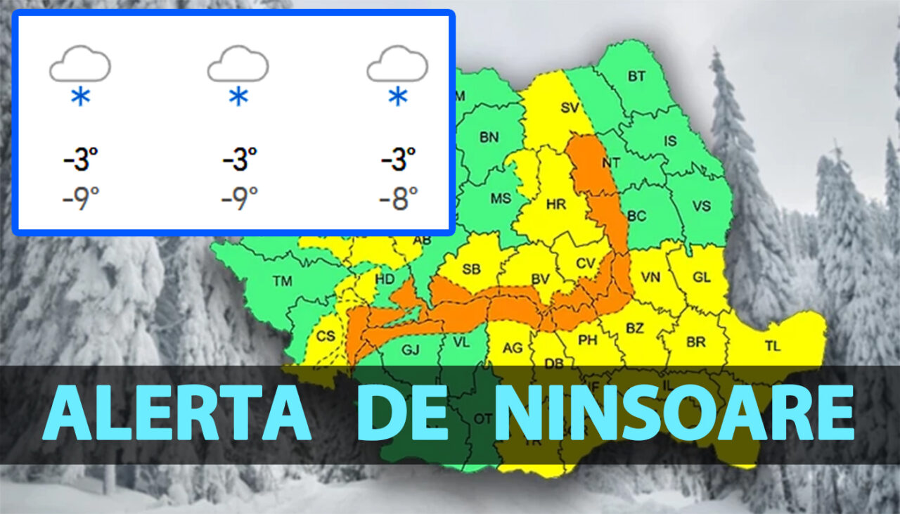 Alertă de ninsoare emisă de meteorologii Accuweather. Orașele din România în care ninge începând de luni