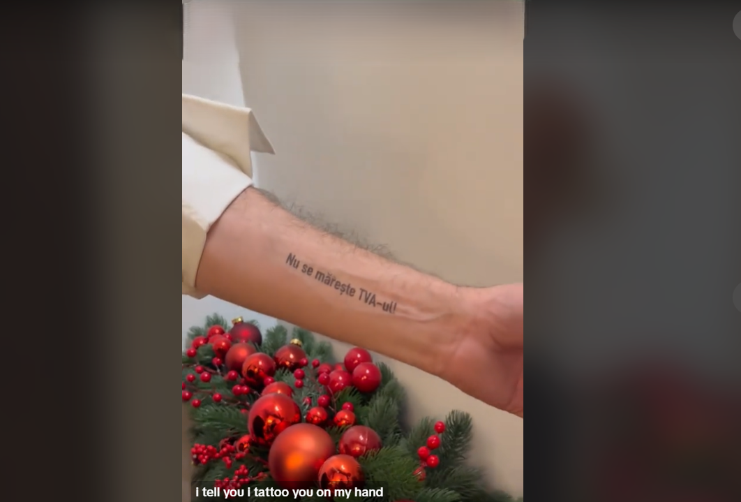 Anul Nou i-a adus premierului Marcel CIOLACU un tatuaj pe mâna stângă/ „Nu se mărește TVA!”