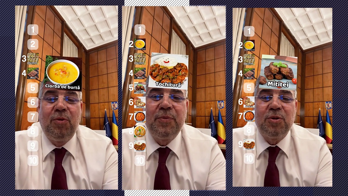 Marcel CIOLACU, filtru cu mâncare tradițională, pe TikTok. „Papanași, cea mai mare BOMBĂ calorică” / Ce fel de mici preferă premierul
