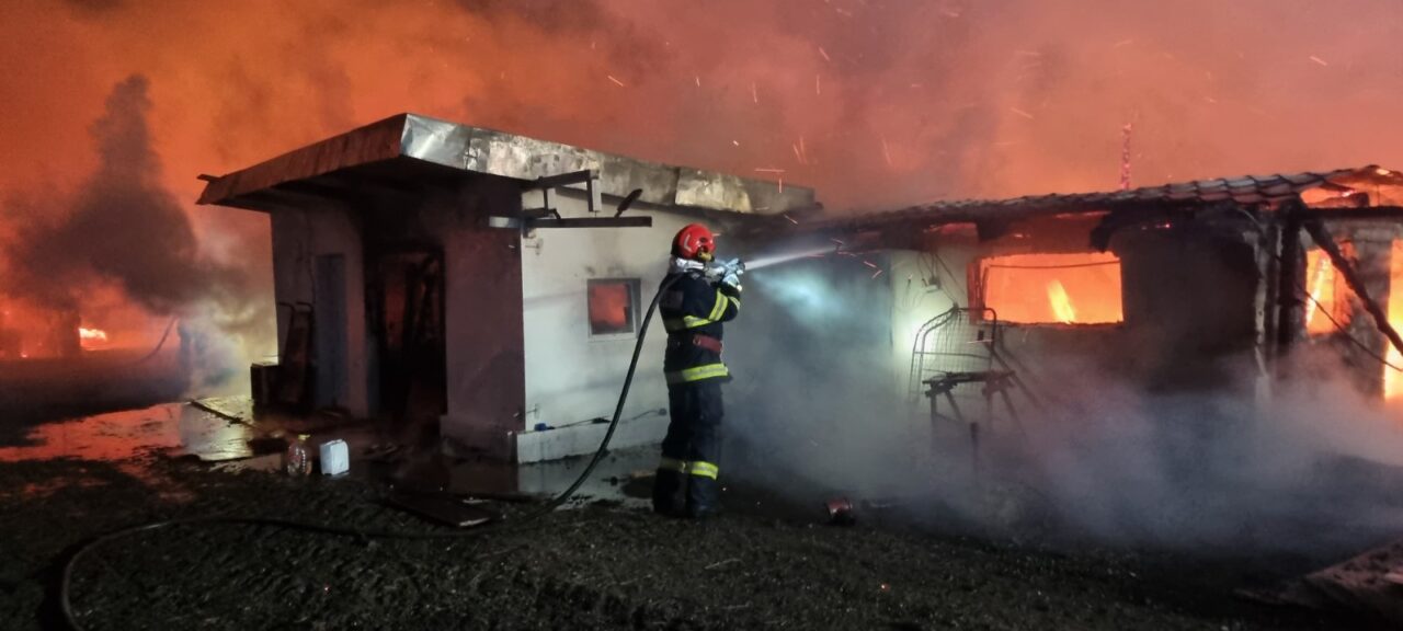 FOTO STÂNĂ făcută scrum în Prahova. Sute de capre și zeci de păsări au fost surprinse în interior