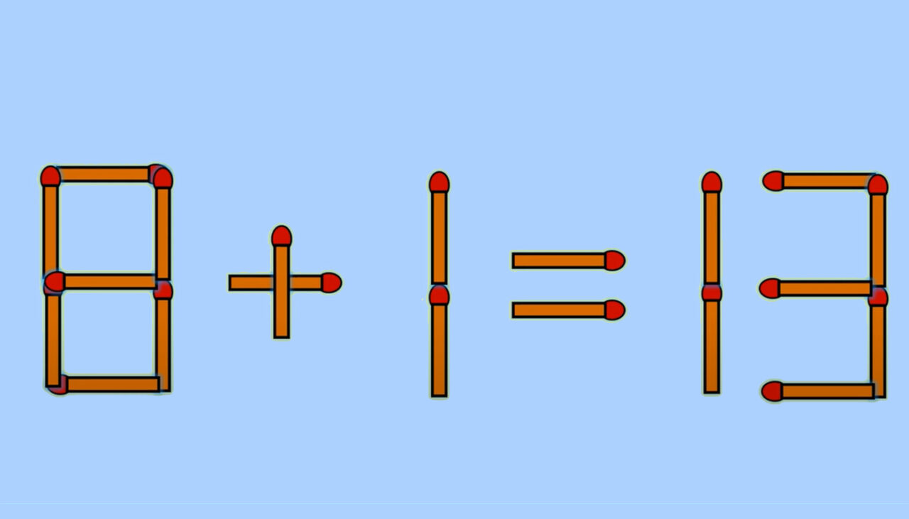 Test de inteligență | Mutați un singur chibrit pentru a corecta 8 + 1 = 13