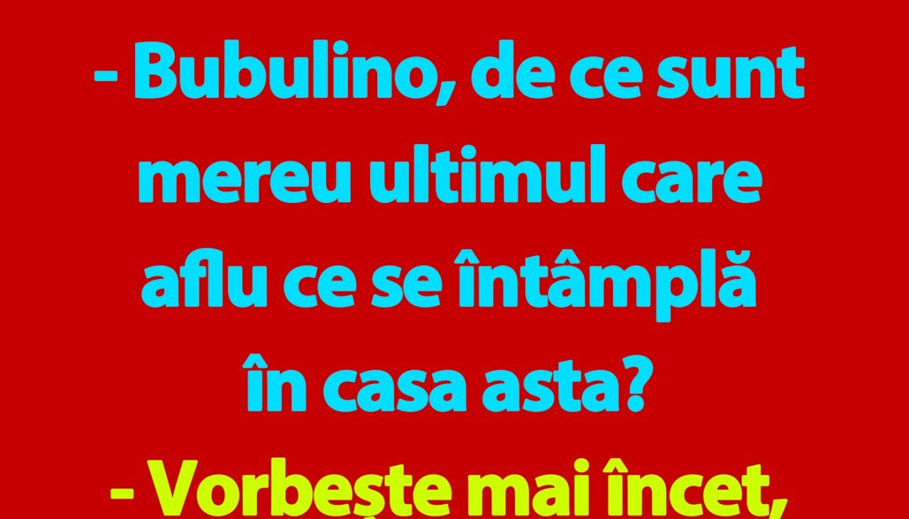 BANC | Bulă: „Bubulino, de ce sunt mereu ultimul care aflu ce se întâmplă în casa asta?”