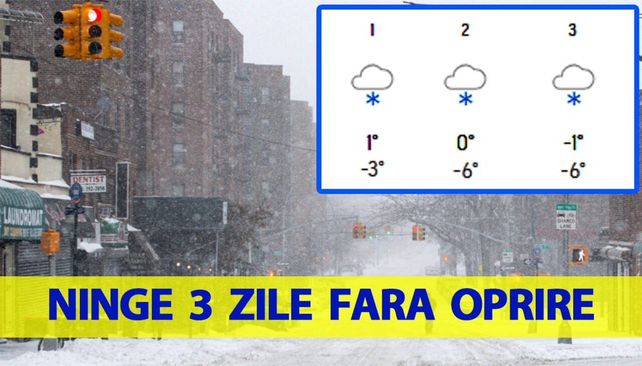 Orașele din România în care se întorc ninsorile începând cu 1 martie. Ninge 3 zile fără oprire!