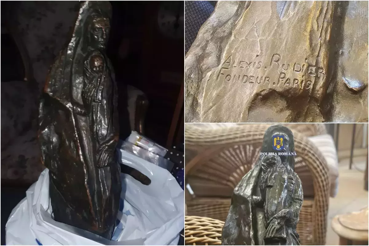 Româncă prinsă în FLAGRANT, în timp ce vindea o statuetă din bronz furată din Franța în 2018. Cât valorează lucrarea, confiscată acum de polițiști