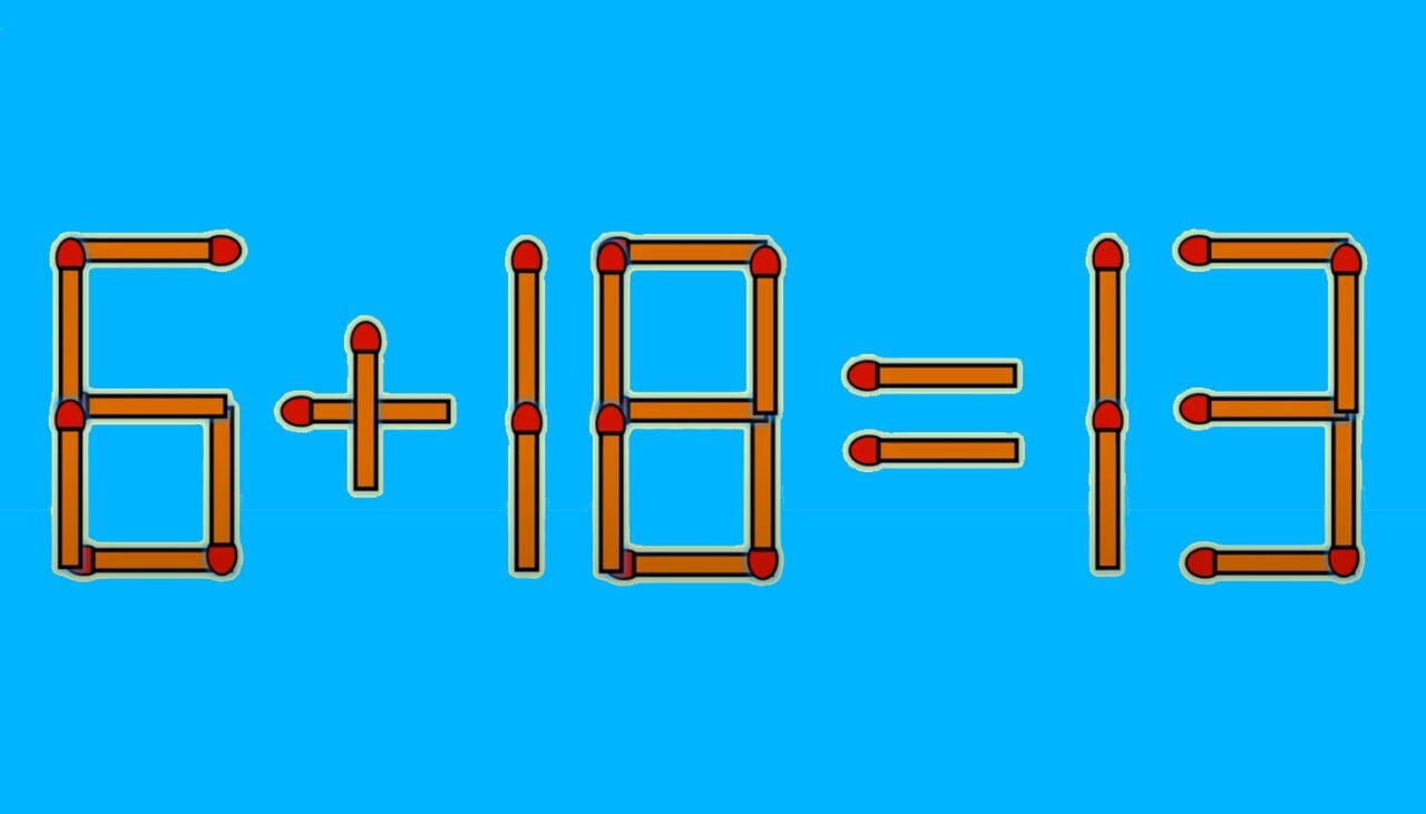 Test de inteligență | Corectați 6 + 18 = 13, mutând un singur băț de chibrit
