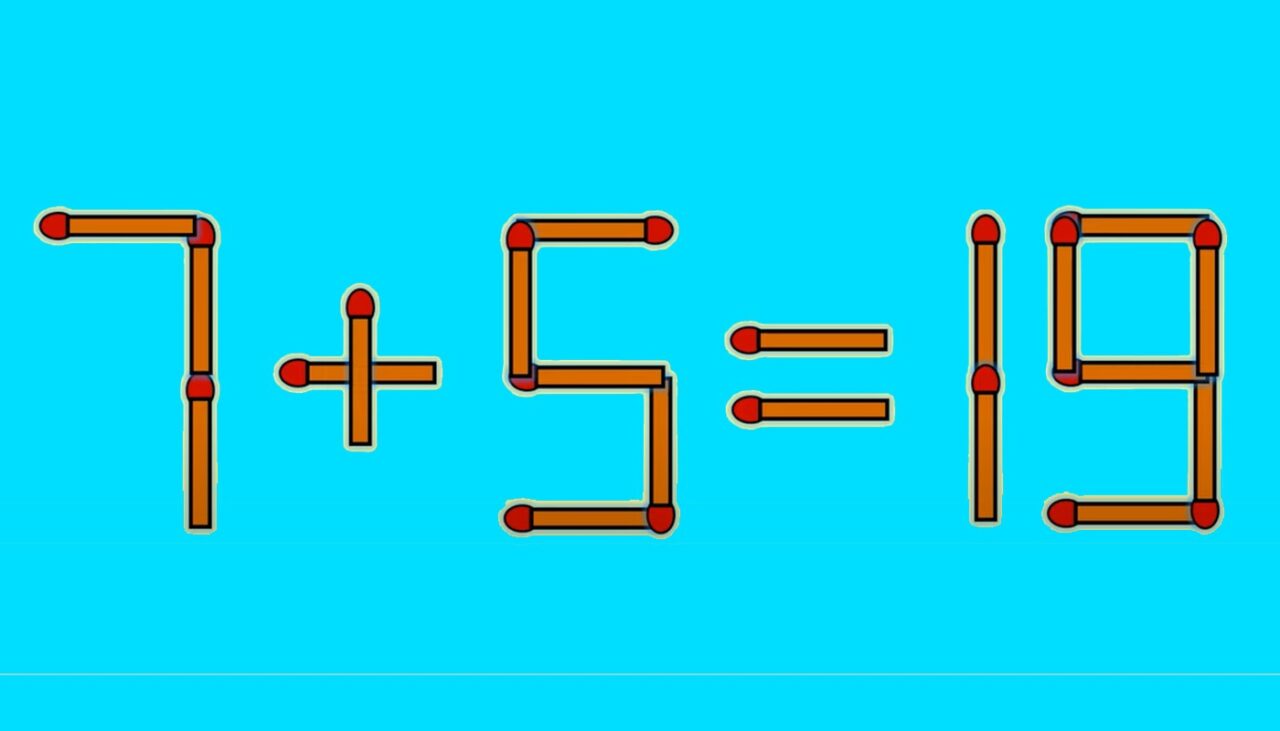 TEST IQ | Corectați 7 + 5 = 19, mutând un singur băț de chibrit