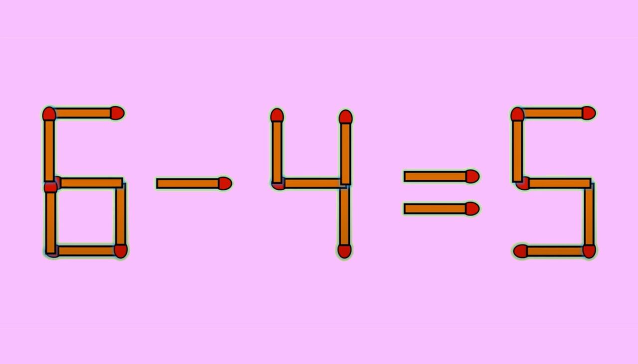 TEST IQ | 6 – 4 = 5 este greșit. Mutați un chibrit, pentru a transforma egalitatea într-una corectă