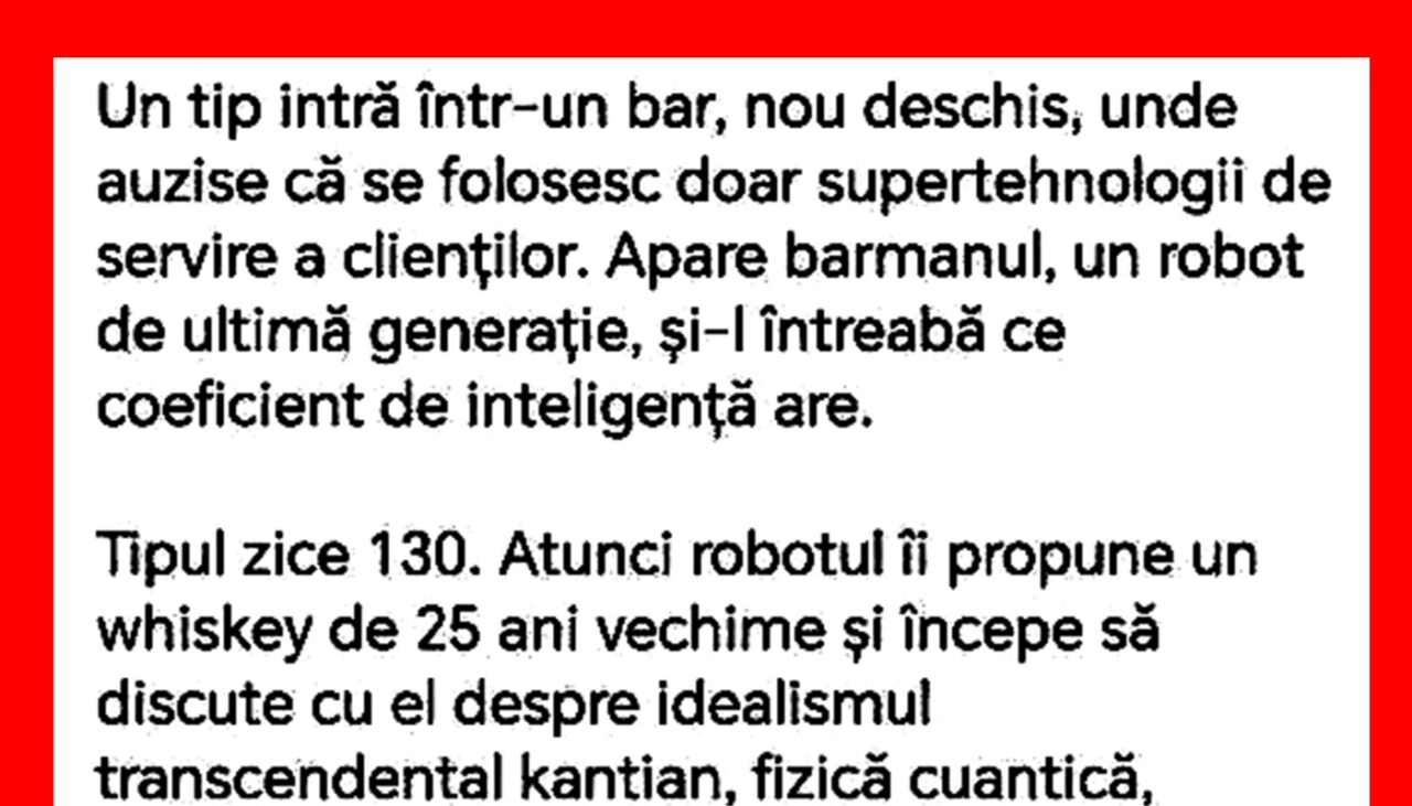 Bancul de miercuri | Barmanul de ultimă generație