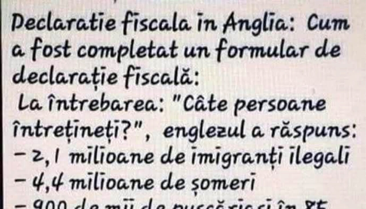 BANCUL ZILEI | Declarație fiscală în Anglia