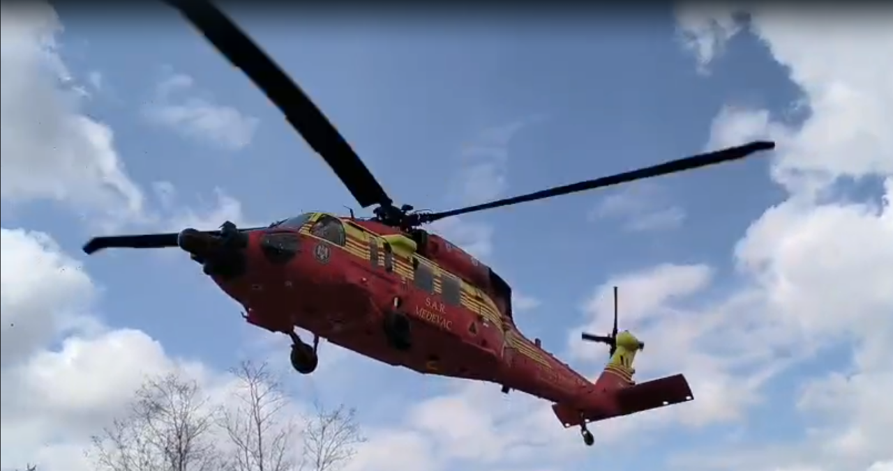 O femeie din Argeș a fost căutată două zile cu elicopterul. Câinii de urmă au găsit-o căzută, în pădure