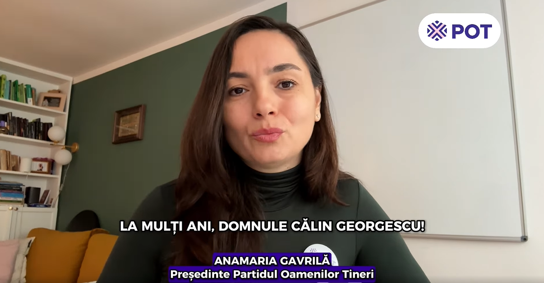 Liderul POT, Anamaria Gavrilă, spune că nu va merge la mitingul de susținere a lui Călin GEORGESCU