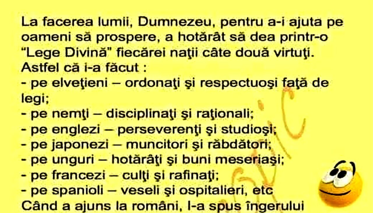 BANCUL ZILEI | Cum i-a făcut Dumnezeu pe români