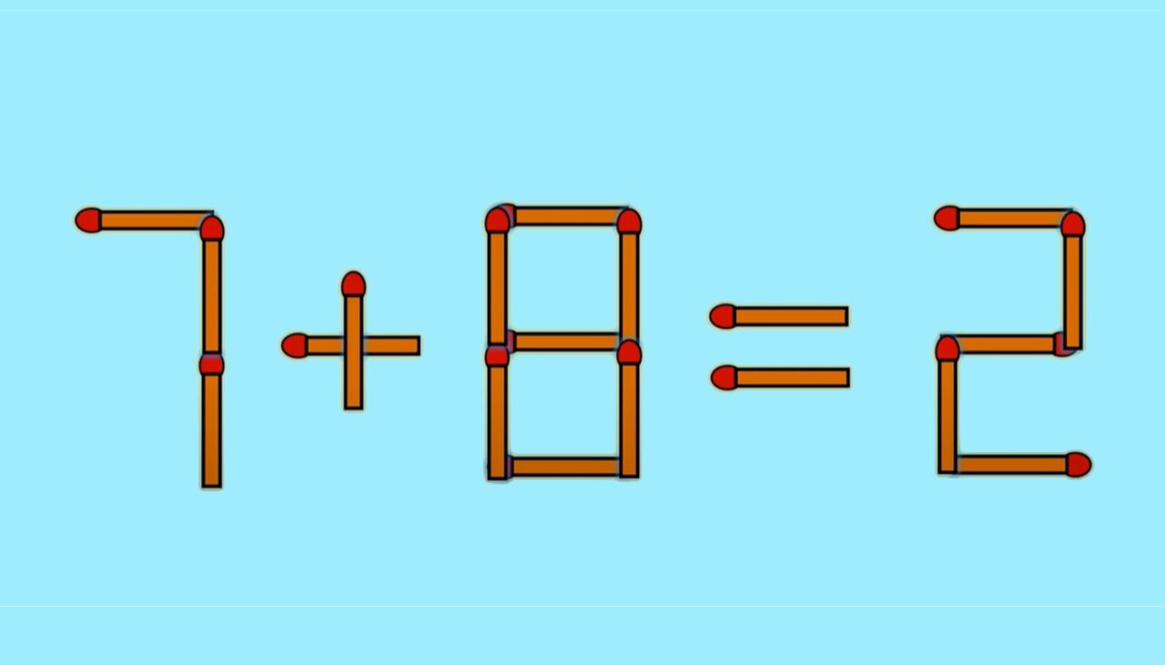 Test IQ cu chibrituri | Mutați un singur băț, pentru a transforma 7+8=2 într-o egalitate corectă