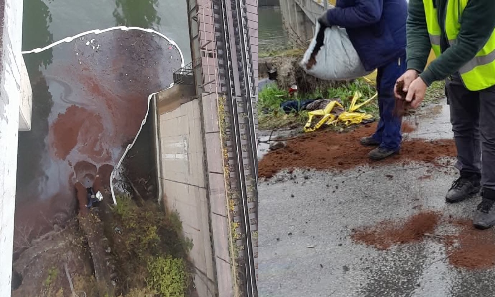 Intervenție de urgență pe Dunăre, în zona viaductului Bahna. Poluare cu motorină de la microbuzul căzut în Dunăre