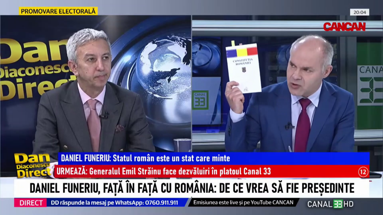 Daniel Funeriu: „Votul românilor a fost furat” + „Dacă o să fiu ales președinte, pixul acesta nu o să semneze niciun ministru care nu-i competent”