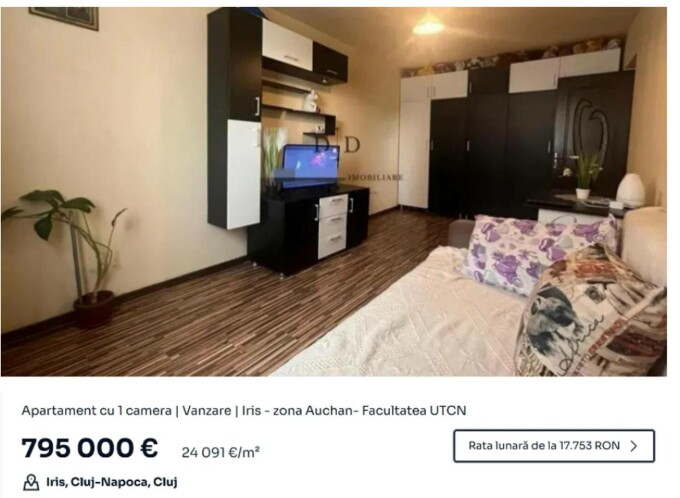 Mai scump ca pe Marte. Garsonieră la preț de Mar-a-Lago în Cluj