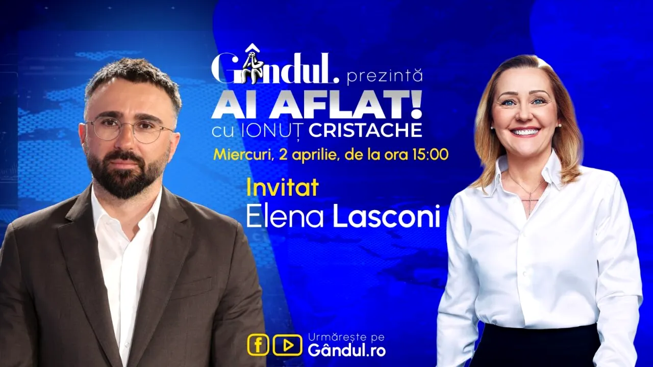 „Ai Aflat! cu Ionuț Cristache” începe miercuri, 2 aprilie, de la ora 15.00, live pe Gândul/Invitată: Elena Lasconi