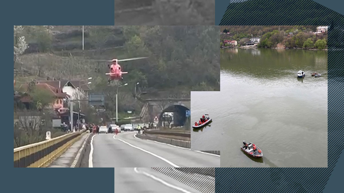Ultima oră. Un microbuz a plonjat luni după-amiaza în Dunăre de pe un viaduct între Orșova și Turnu Severin. Șoferul bulgar, singura victimă