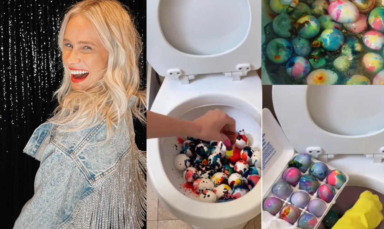 O influenceriță din SUA a vopsit ouăle de Paște în cel mai excentric mod: în vasul de toaletă