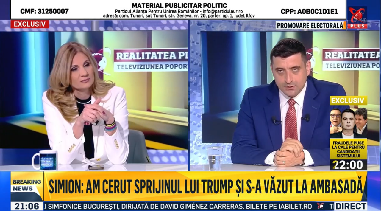 Simion: Sunt singurul candidat care are PRIETENI în actuala Administrație Trump