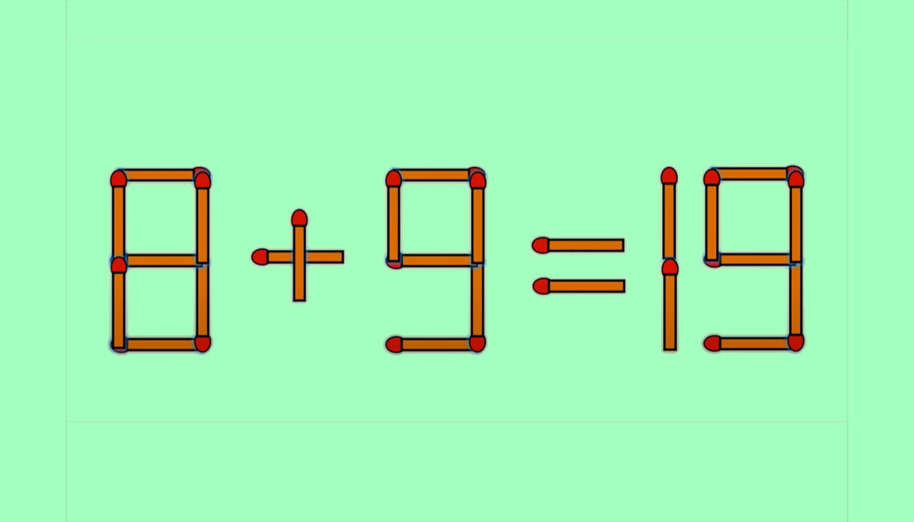 Test IQ cu chibrituri | Pentru a corecta 8 + 9 = 19, mutați un singur băț