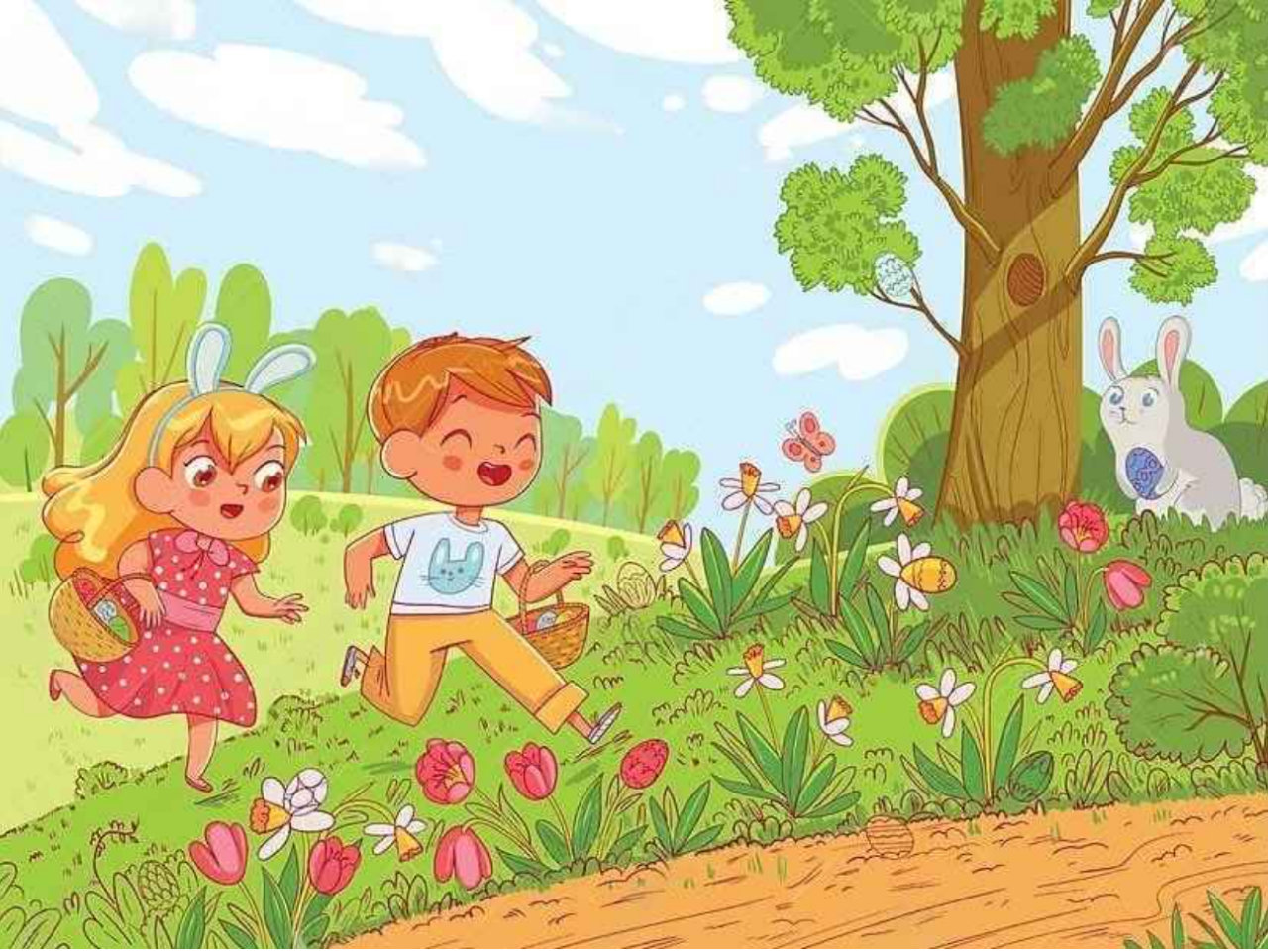 TEST IQ: Doi copii aleargă prin pădure, în căutarea ouălor de Paște. Poți să-i ajuți să găsească toate cele 10 ouă ascunse în doar 19 secunde?