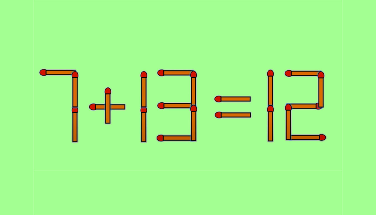 TEST IQ | 7 + 13 = 12 este greșit. Mutați un singur băț, pentru a corecta egalitatea