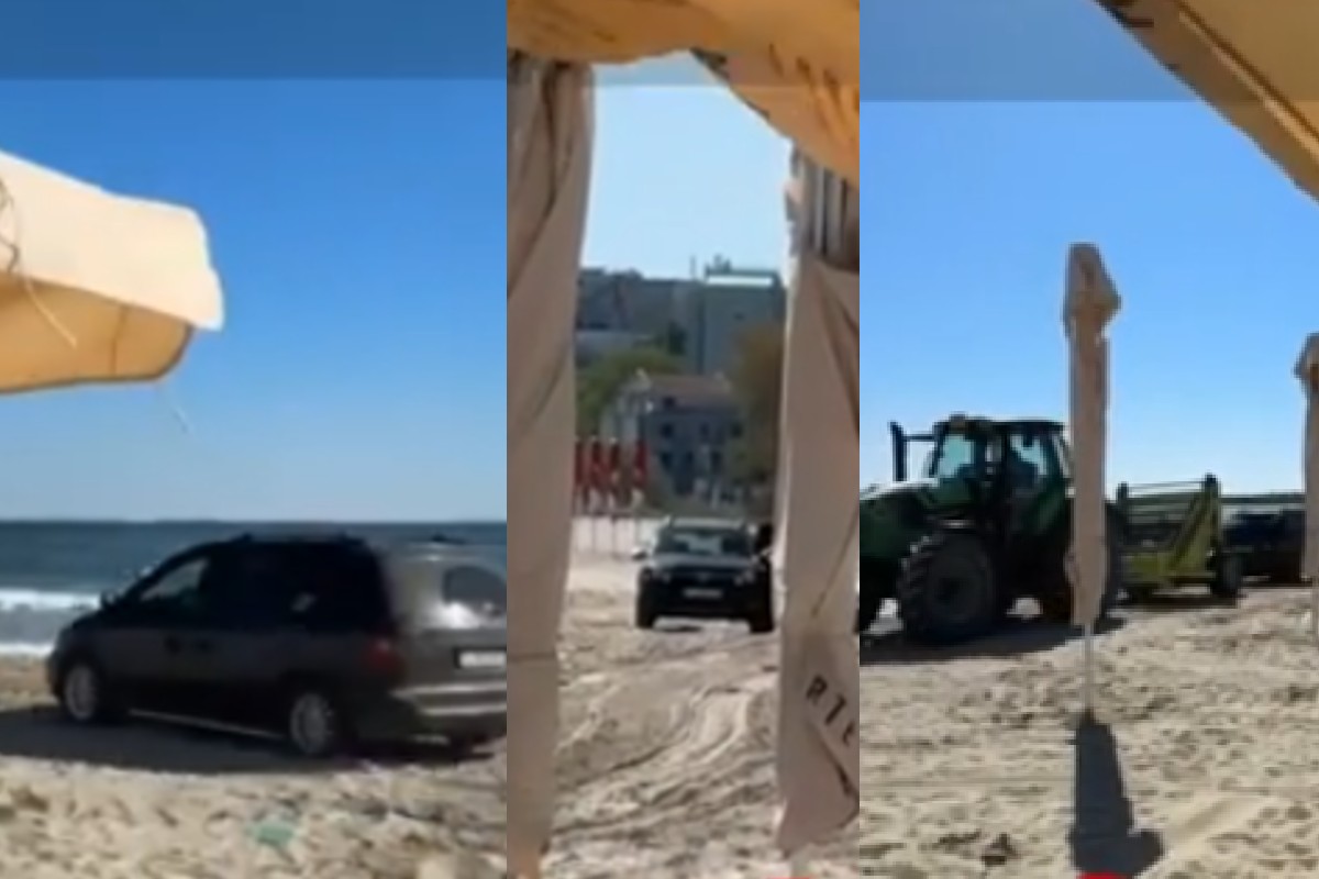 Turistă, filmată în timp ce gonea cu mașina pe o PLAJĂ din Mamaia. Vehiculul a fost tractat cu un tractor, după ce s-a împotmolit în nisip