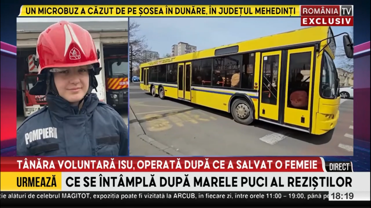 O voluntară ISU a fost grav rănită, după ce a salvat o femeie prinsă în ușile unui autobuz, la Constanța. Tânăra a fost operată