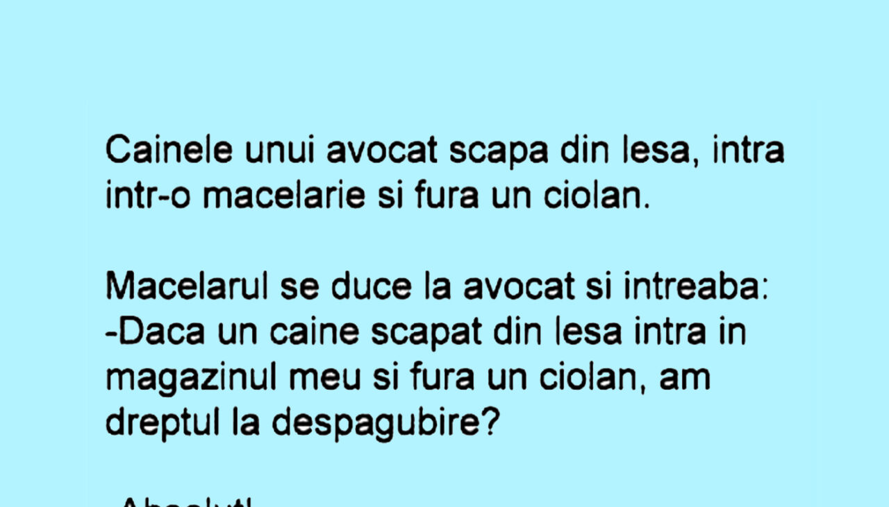 BANCUL ZILEI | Măcelarul, avocatul și câinele