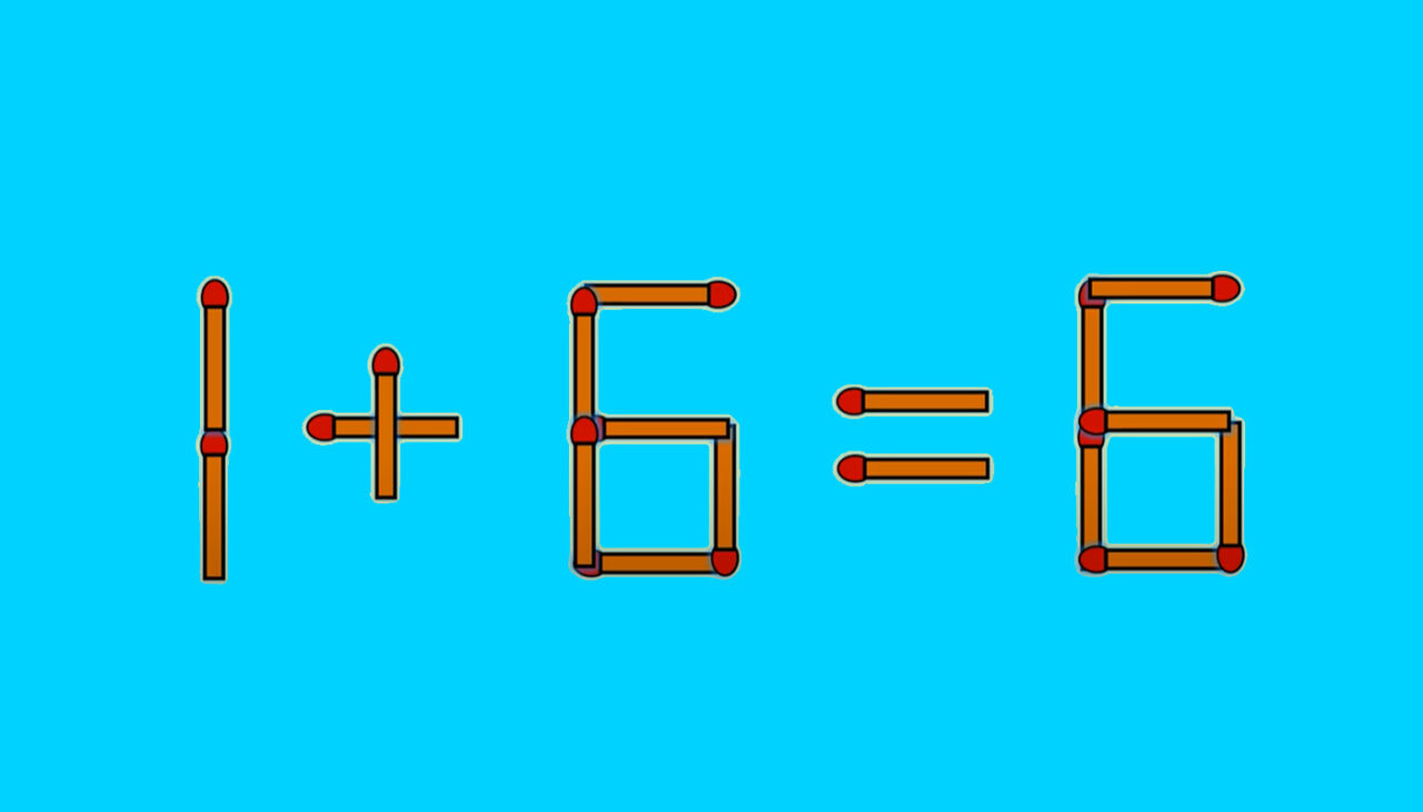 Test IQ cu chibrituri | Pentru a corecta 1 + 6 = 6, mutați un singur băț