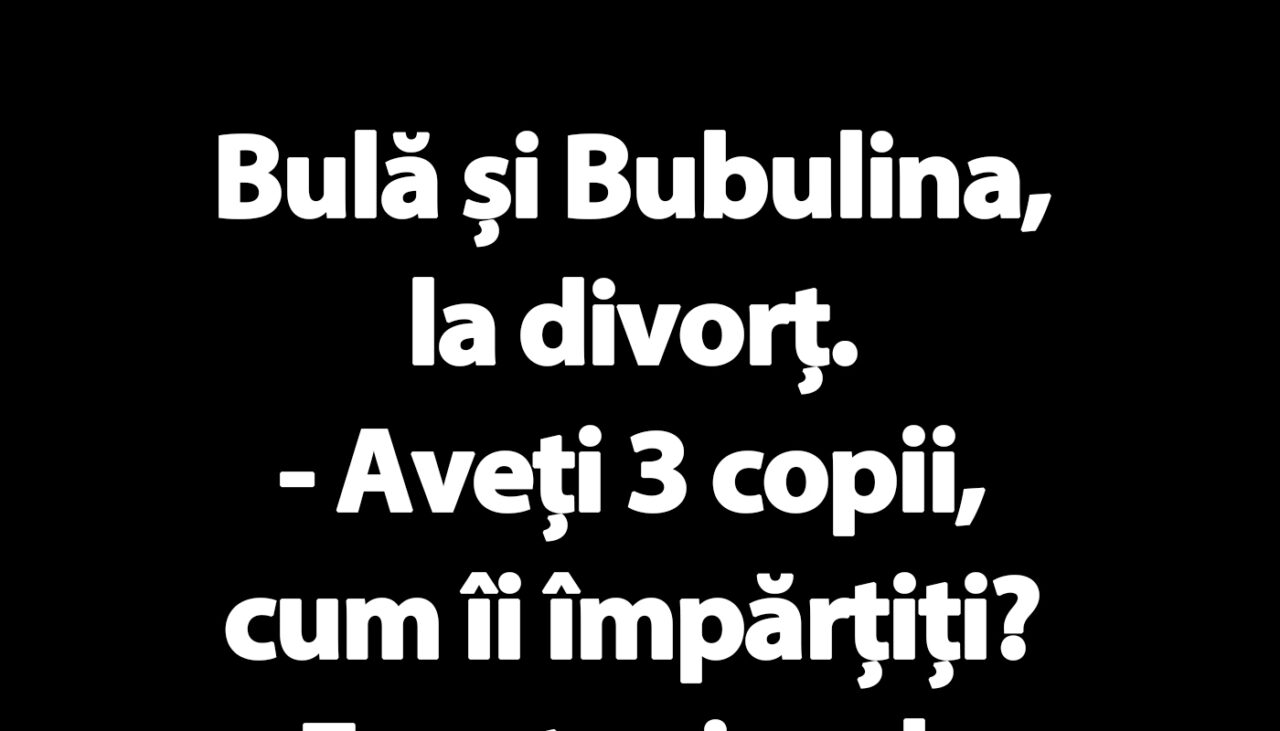 BANC | Bulă și Bubulina divorțează: „Aveți 3 copii, cum îi împărțiți?”
